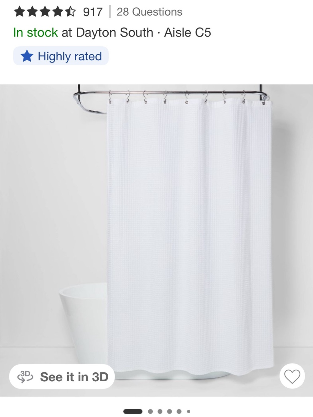 Threshold White Waffle-Texture Shower Curtain